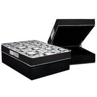 Conjunto Box Baú Casal: Colchão Espuma Luckspuma D45 Gran Luck Pro + Base CRC Suede Black (138x188)