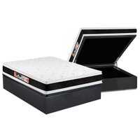 Conjunto Box Baú Casal: Colchão Espuma Castor D45 Black e White Air + Base CRC Suede Gray (138x188)