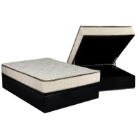 Conjunto Box Baú Casal: Colchão Molas Luckspuma Bonnel Montreal + Base CRC Courano Black (138x188)