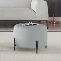 Puff Girassol com Revestimento em Linho -  Mais Decor