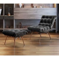 Poltrona e Puff M07 Estrutura de Ferro Mais Decor Cobre/Preto