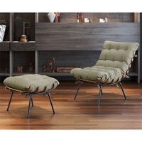 Poltrona e Puff M06 Estrutura em Ferro Mais Decor Preto/Bege