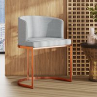 Poltrona M05 em Linho Estrutura de Ferro Mais Decor Cobre/Cinza