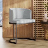Poltrona M05 em Linho Estrutura em Ferro Mais Decor Preto/Cinza