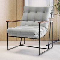 Poltrona M03 em Linho Mais Decor Preto/Cinza