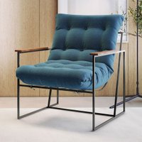 Poltrona M03 em Linho Mais Decor Preto/Azul