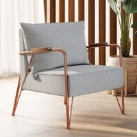 Poltrona M02 em Linho Mais Decor Cobre/Cinza