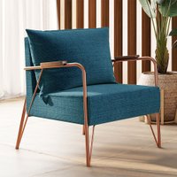 Poltrona M02 em Linho Mais Decor Cobre/Azul