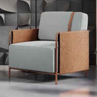 Poltrona M01 Estrutura em Ferro Mais Decor Cobre/Cinza