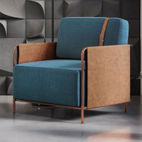 Poltrona M01 Estrutura em Ferro Mais Decor Cobre/Azul