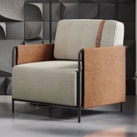 Poltrona M01 em Linho Mais Decor Preto/Areia
