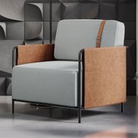 Poltrona M01 em Linho Mais Decor Preto/Cinza