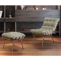 Poltrona e Puff M06 Estrutura de Ferro Mais Decor Cobre/Bege
