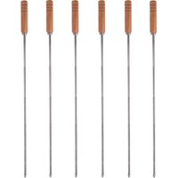 Conjunto 6 Espetos Simples 85cm Churrasco Inox Cabo Madeira Carne Kort Domama