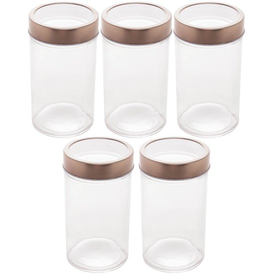 Kit 5 Potes Vidro Tampa Metal 500ml Gastro Lyor Rosé Porta Mantimentos Decoração