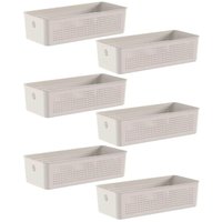 Kit 6 Caixas Organizadoras Multiuso 4,5L Flow Bege Cesto Retangular Closet Banheiro Lavanderia