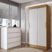 Guarda-Roupa Solteiro Sirius  2 Portas 2 Gavetas e Cômoda 4 Gavetas Marrocos/Off White/Branco - Panorama Móveis