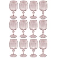 Jogo 12 Taças Plásticas 350ml Rosa Translúcido Água Drinks Suco Uz Bebidas