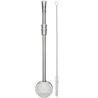 Bomba para Chimarrão Inox 23cm Mil Furos Rosca Anel Médio Sextavo Mate Escovinha