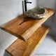 Bancada Rústica Madeira 80x36x5cm Banheiro Cuba Lavabo Prancha Retrô Envernizada