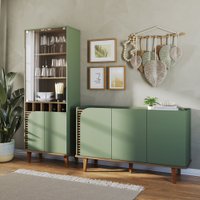 Sala de Estar Completa Jurerê 7 Portas 4 Prateleiras Hortelã/Amêndoa - Colibri