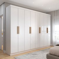 Guarda-Roupa Casal Aurora Com 8 Portas 4 Gavetas Branco Neve - Panorama Móveis