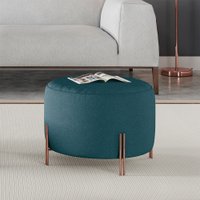 Puff Girassol Revestimento Linho Mais Decor Cobre/Azul