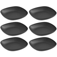 Kit 6 Pratos para Sobremesa Quadrados 17cm Preto Coza Plástico Essential