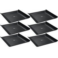 Kit 6 Bandejas Quadradas Preta 20,6cm Prato Cosy Petiscos Saladas Coza Plástico