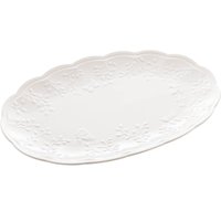 Travessa Lyor de Porcelana New Bone Butterfly Flower 36x23cm Oval Para Mesa Posta