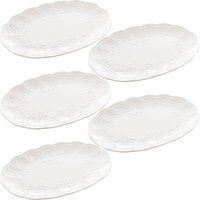 Kit 5 Travessas Bandejas de Porcelana Butterfly Flower 36x23cm Oval para Servir Bolos Petiscos Lyor