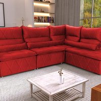 Sofá De Canto Amsterdam Vermelho Molas Retrátil Reclinável - King House