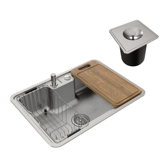 Cuba Docol Massima 68x48 1611616 Inox Escovado com Acessórios e Lixeira