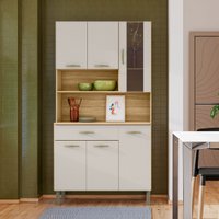Armário de Cozinha Golden 6 Portas 1 Gaveta com Vidro Freijó/Soft - Kits Paraná