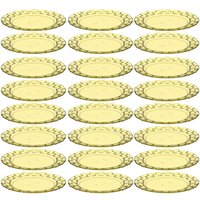 Conjunto 24 Pratos Plásticos Médios Amarelos para Servir Mesa Porções Aperitivos Sobremesa