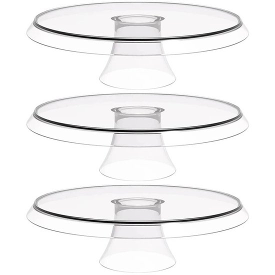Conjunto 3 Boleiras Transparentes 28cm Bases para Docinhos e Tortas Glassy Crippa