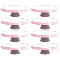 Conjunto 8 Bases Porta Bolos Tortas Doces 28cm com Pé Bubble Crippa Rosa Himalaia