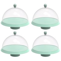 4 Porta Bolo com Cúpula e Pé 30cm Verde Menta Bubble Crippa Boleira Tortas Doces