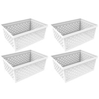 4 Cestos Organizadores Branco Crippa Caixa Média Retangular Closet Escritório Banheiro