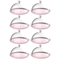 8 Porta Bolo Rosa Himalaia 30cm com Cúpula Bubble Crippa Boleira Torta Doces