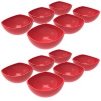 12 Potes de Sobremesa Doces Vermelho 265ml Plástico Trio Crippa Tigela