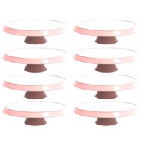 Kit 8 Bases Porta Bolos Rosa Himalaia 30cm com Pé Bubble Crippa Suporte Tortas Doces