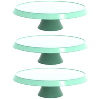 Kit 3 Boleiras com Pedestal Verde Menta Pratos para Bolos 28cm Balcões de Confeitarias Eventos