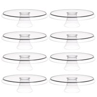 8 Bases Porta Bolos Transparente Tortas Doces 25cm com Pé Glassy Crippa