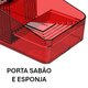 Porta Detergente C/ Suporte para Sabão e Esponja Vermelho Smart S Crippa Pia Cozinha