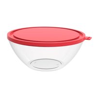 Pote C/ Tampa 2,3L Redondo Crippa Transparente e Vermelho Bacia Alimentos Frutas