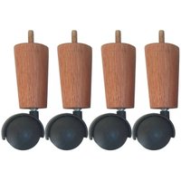 Conjunto Com  4 Pés para Cama Box Casal com Rodizio para Moveis Box Solteiro 13cm Dimader Mel