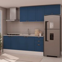 Cozinha Modulada 4 Pecas 100% Mdf  Branco/azul