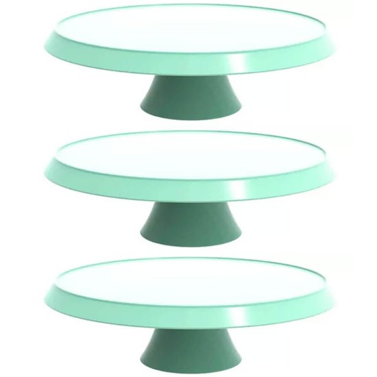 Kit 3 Bases Porta Bolos Verde Menta 30cm com Pé Bubble Supor