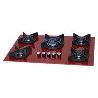 Cooktop a Gás Fischer Infinity 5Q TC com 5 Bocas Vermelho Rouge
